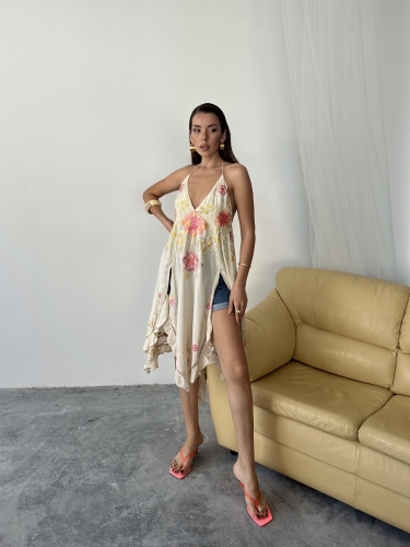 Carina Freepeople İthal Tunik Nakış İşlemeli Sarı - 1