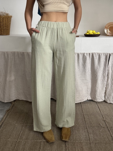 Clara Organik Müslin Kumaş Rahat Pantolon - 3
