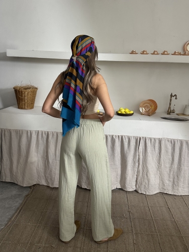 Clara Organik Müslin Kumaş Rahat Pantolon - 2