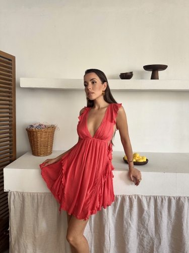Fanny Freepeople İthal Elbise Nar Çiçeği - 4