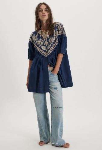 Freepeople İthal Denim Elbise Lacivert 