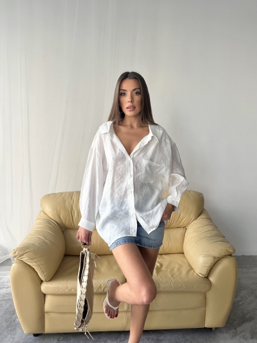 Maya Oversized Gömlek Beyaz - 3