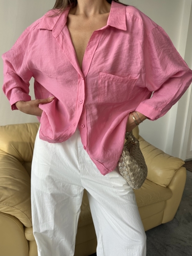 Maya Oversized Gömlek Pembe - 4