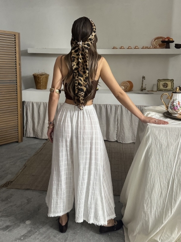 Melinda Keten Kumaş Pantolon Beyaz - 3