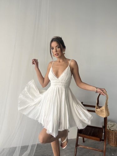 Mirja İp Askılı Freepeople İthal Elbise Beyaz - 4