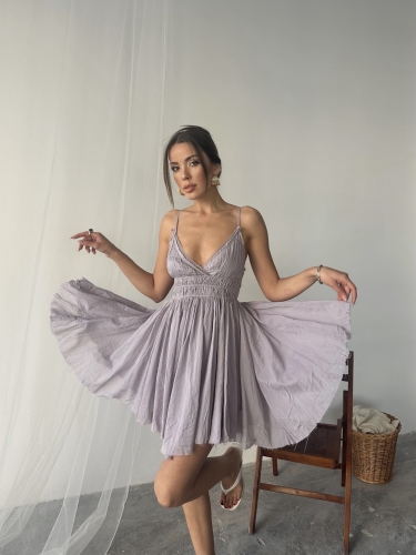 Mirja İp Askılı Freepeople İthal Elbise Lila - 2