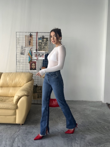 Molly Yüksek Bel Kemer Detay Zara Jean Mavi - 3