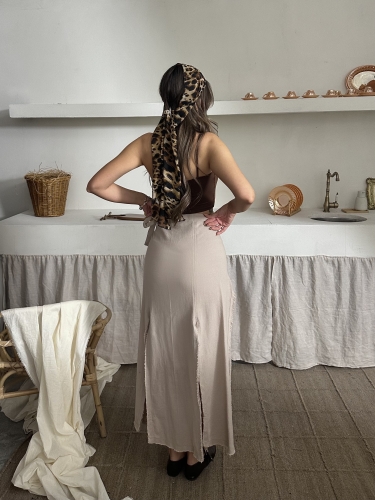 Olivia Keten Tasarım Yırtmaçlı Etek Beyaz - 2