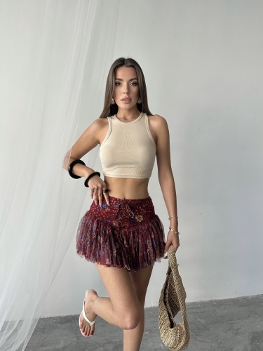 Penny Freepeople İthal Etek Bordo 
