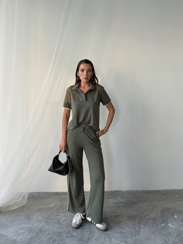 Sandra Oyhso Modal Kumaş Şeritli İkili Takım Yeşil - 3
