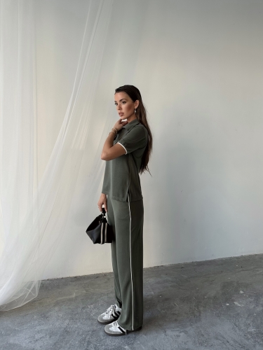 Sandra Oyhso Modal Kumaş Şeritli İkili Takım Yeşil - 2