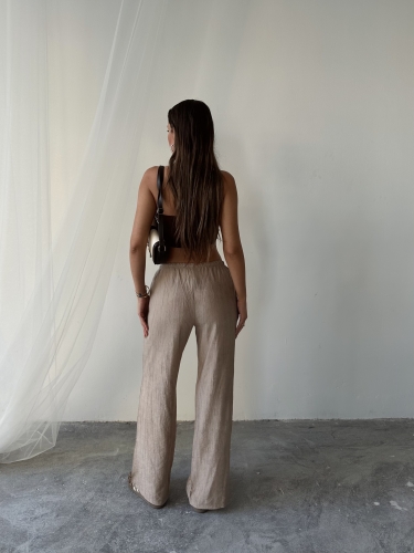 Yvette Massimo Dutti Rahat Kesim Pantolon Koyu Bej - 2