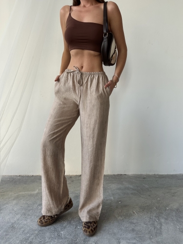 Yvette Massimo Dutti Rahat Kesim Pantolon Koyu Bej - 3