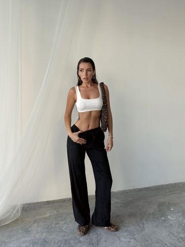 Yvette Massimo Dutti Rahat Kesim Pantolon Siyah - 4