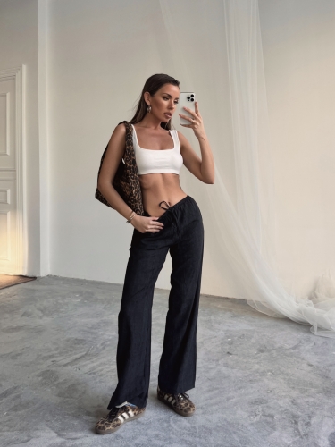 Yvette Massimo Dutti Rahat Kesim Pantolon Siyah - 1